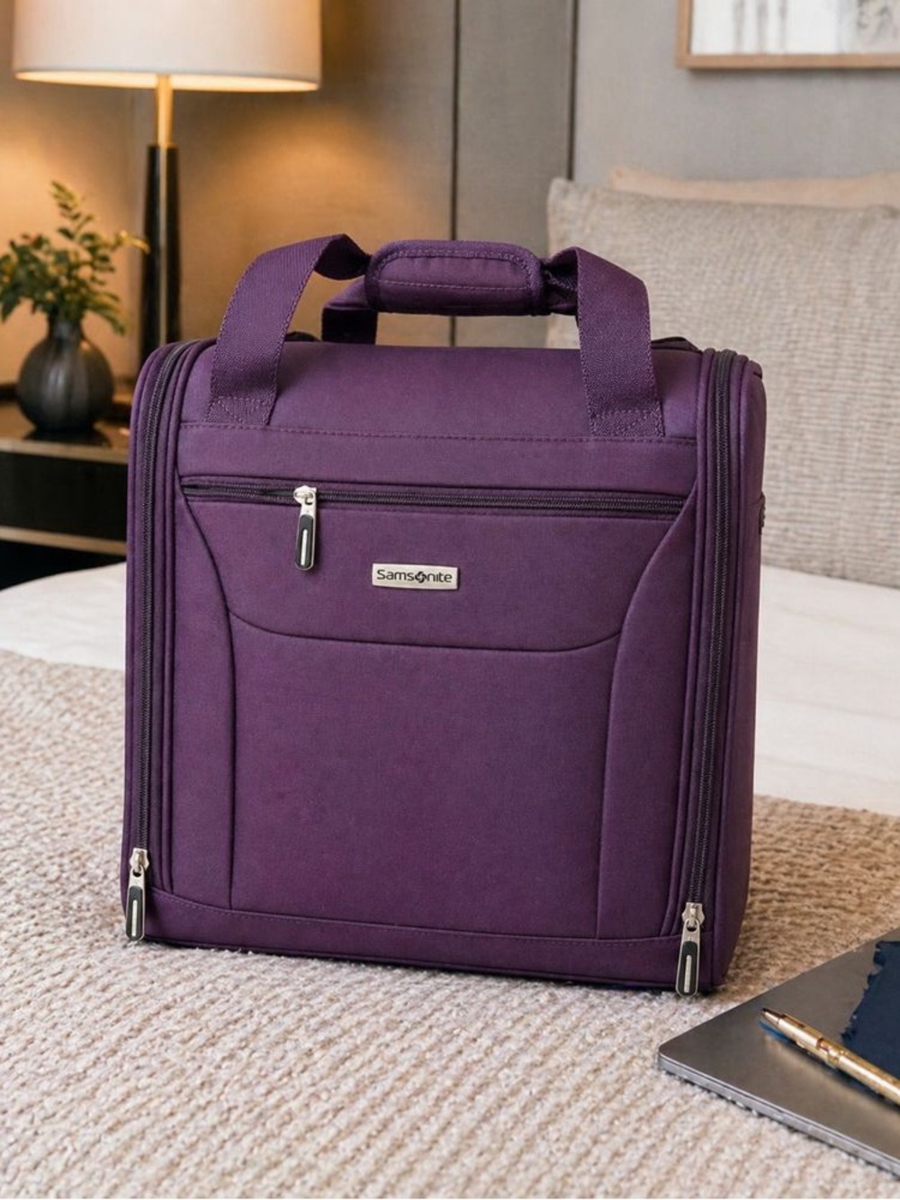 Samsonite Purple Soft-Sided Carry-On with Silver Logo